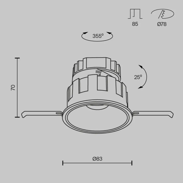 Sufitowa wpuszczana lampka Wise DL057-10W3K-W LED 10W 3000K biała