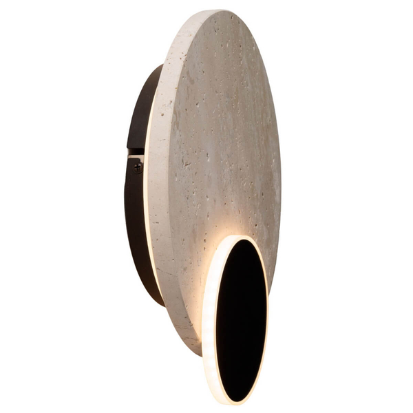 Kamienny kinkiet ścienny TRAVERTINO W0395 LED 14W 3000K czarny biały
