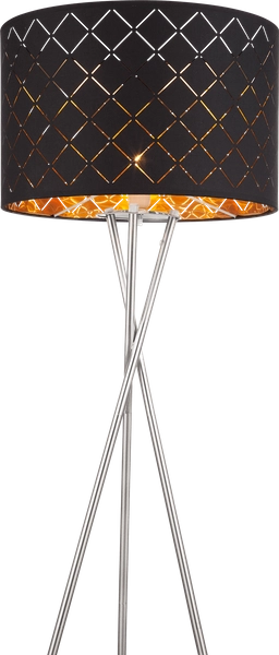 Podłogowa lampa abażurowa CLARKE 15229S1 Globo metal tkanina nikiel czarna