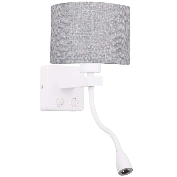 Lampa ścienna POLO 21-75383 abażurowa LED 2W 3200K do czytania biała szara
