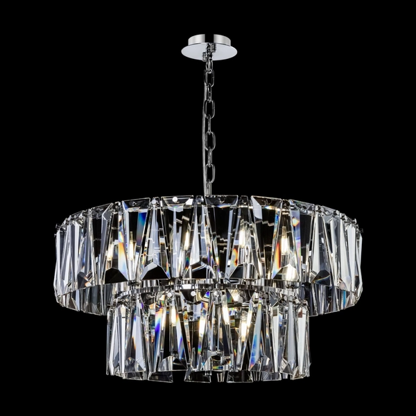 Lampa na łańcuchu wisząca Puntes MOD043PL-12CH pałacowa srebrna