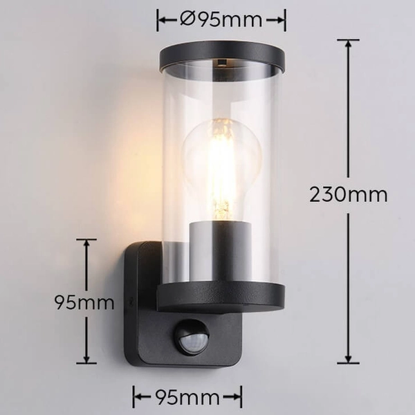 Kinkiet ścienny z czujnikiem ruchu Bonito R21599132 IP44 czarny