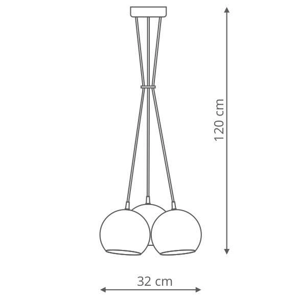 LAMPA wisząca RAME LP-2014/3P Light Prestige industrialna OPRAWA metalowa ZWIS kule balls miedziane