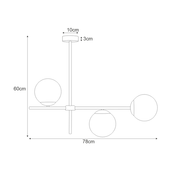 Czarna lampa sufitowa VUELTA K-4735 szklane kule balls do pokoju