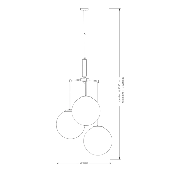 Potrójna lampa wisząca Artu Glass ART-ZWD-3 (Z) G350 kule białe