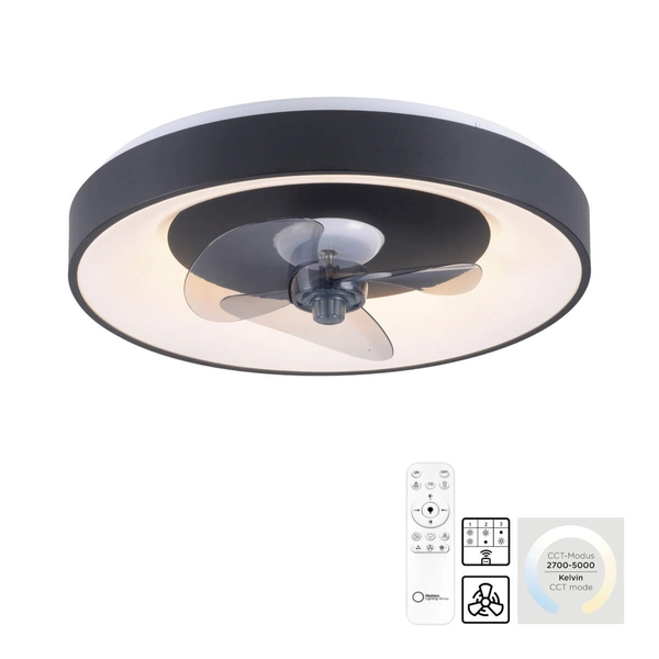 Sufitowa lampa wentylator Venika 14644-18 Just Light 36W 2700-5000K czarna