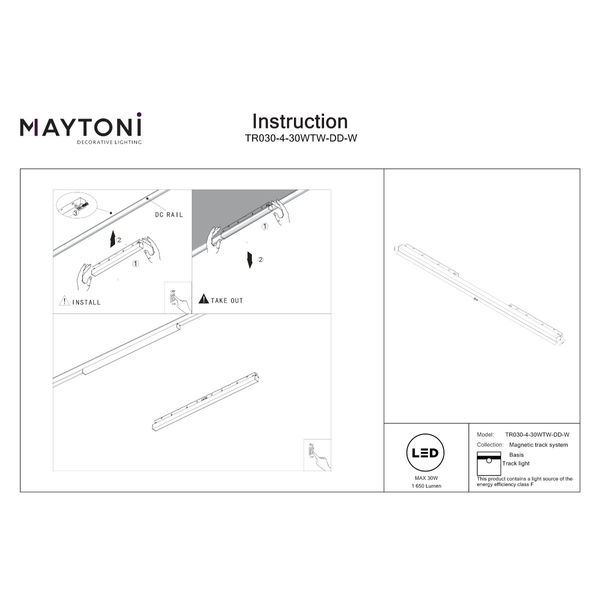 Magnetyczna lampa do szyny Basis TR030-4-30WTW-DD-W LED 30W 2700-6000K biała