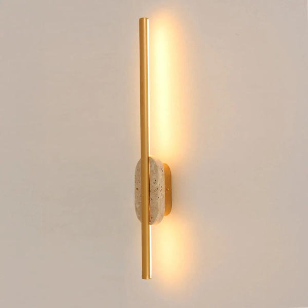 Liniowa lampa ścienna Amor W0418 LED 12W 3000K IP44 kamień naturalny złoty