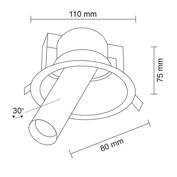 Wpust LAMPA sufitowa YAKUMO 7804 Shilo metalowa OPRAWA wpuszczana regulowana tuba czarna