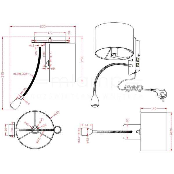 Kinkiet LAMPA ścienna HOTEL 271170202 Trio abażurowa OPRAWA peszel do czytania LED 3,2W 3000K regulowany matowy nikiel czarna