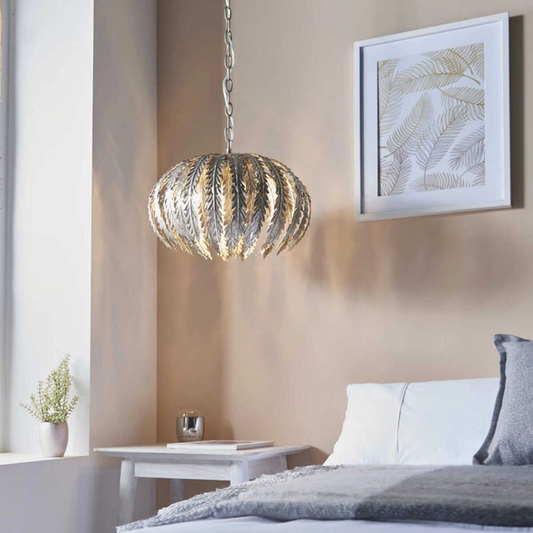 Designerska lampa wisząca Delphine 76678 Endon do jadalni srebrna