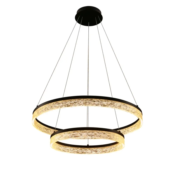 Lampa wisząca glamour Frozi 32-35561 LED 38W 3000K pierścienie czarna