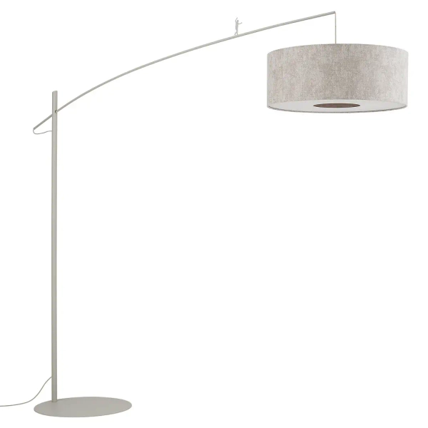 Podłogowa lampa do salonu POISE 11685 tuba tkanina szara