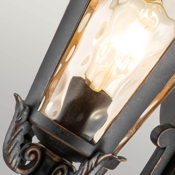 Zewnętrzna lampa ścienna Baltimore BT1-M Elstead latarnia IP44 szkło brąz
