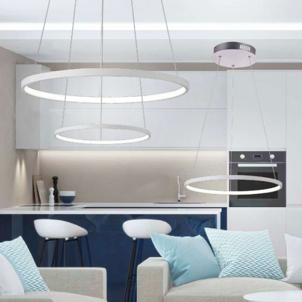 Lampa wisząca LUNE 32-64752 metalowa LED 40W 4000K pierścienie rings białe
