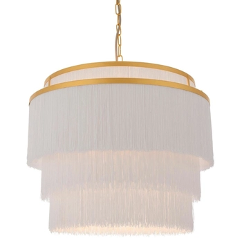 Lampa wisząca glamour L&-191532 Light& frędzle białe złota