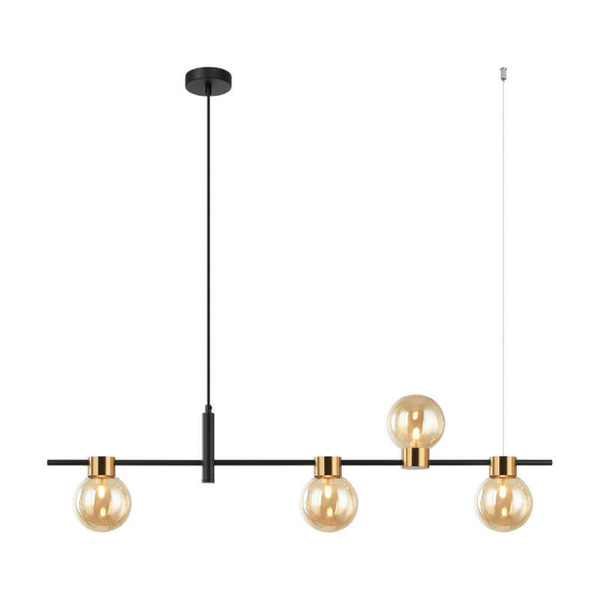 Modernistyczna lampa wisząca Bletter czarna bursztynowa