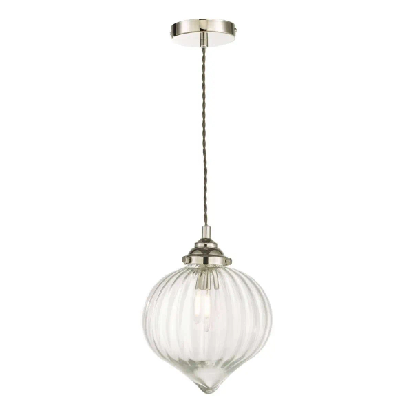 Szklana wisząca lampa Mya MYA0138 do salonu nad stół nikiel