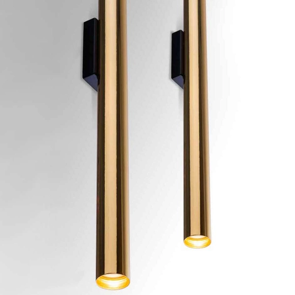 Ścienna lampa AKADI 8877 metalowa tuba przyścienna czarna złota