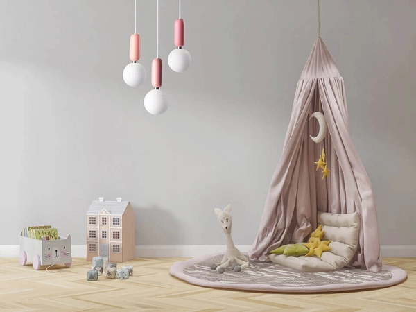 Wisząca lampa dziecięca Rubi LP-044/3P Pink biała różowa