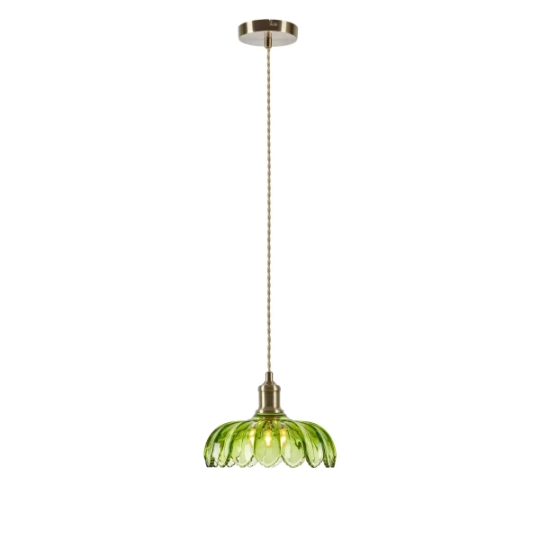 Wisząca lampa szklana KURAGE zielona 109177 1xE27 retro szklana do pokoju