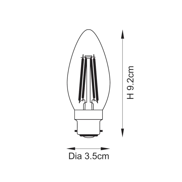 Świecznikowa żarówka B22 112118 LED 4W 2700K ściemnialna przezroczysta