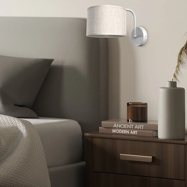 Abażurowy kinkiet pokojowy Lino MLP7493 okrągła lampa biała