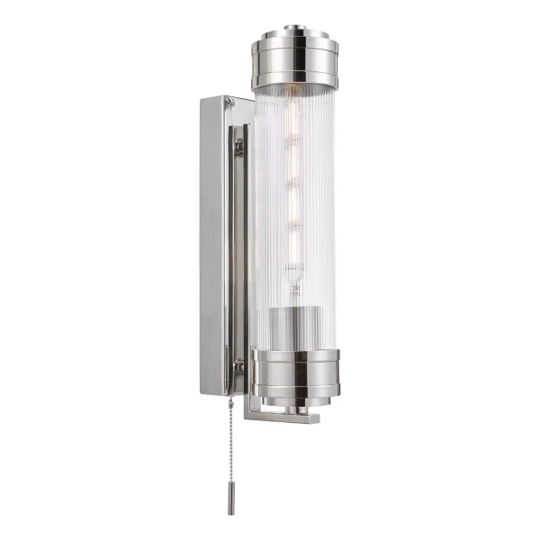 Szklana lampa ścienna Tommaso TOM0738 do łazienki tuba IP44 nikiel