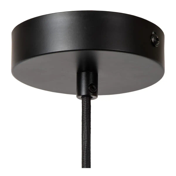 Zwisowa lampa z abażurem Jessica 10421/30/73 Lucide tkaninowa beżowa czarna