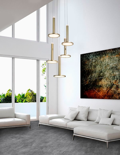 Salonowa lampa wisząca Esquel 5-punktowa LED 53W 3000K złota