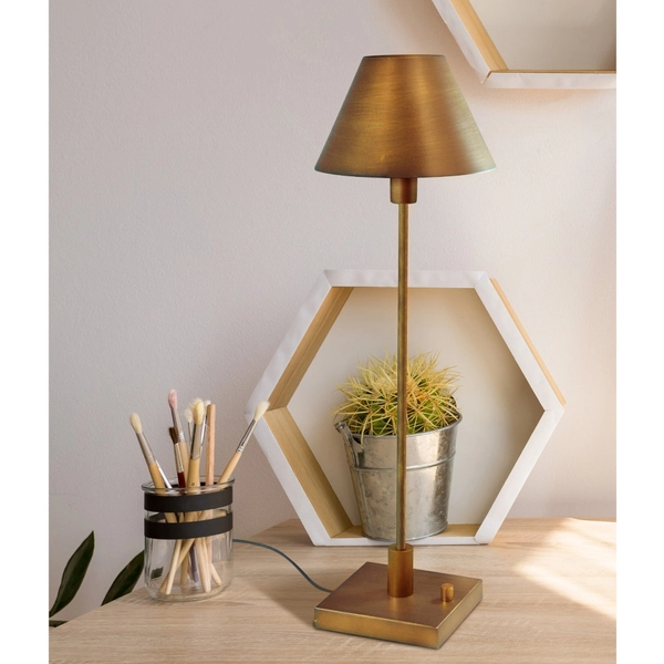 Stołowa LAMPA stojąca GRENA nocna LAMPKA metalowa retro mosiądz