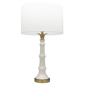 Stołowa lampa Loboc T01019BR-WH dekoracyjna abażur biały mosiądz