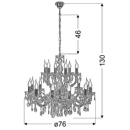 Żyrandol świecznikowy Maria Teresa 30-94615 pałacowy kryształki złote