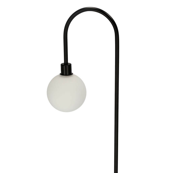 Czarna lampa podłogowa z półką Venity nowoczesna do salonu