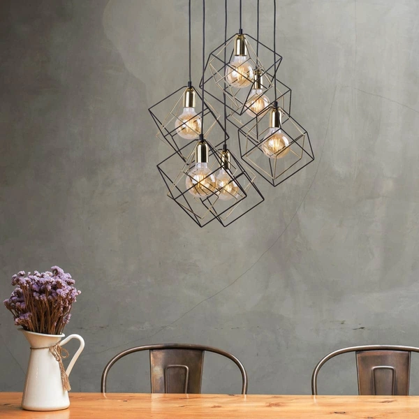 Wielopunktowa lampa zwisowa Alambre 2779 TK Lighting klatki czarne złote