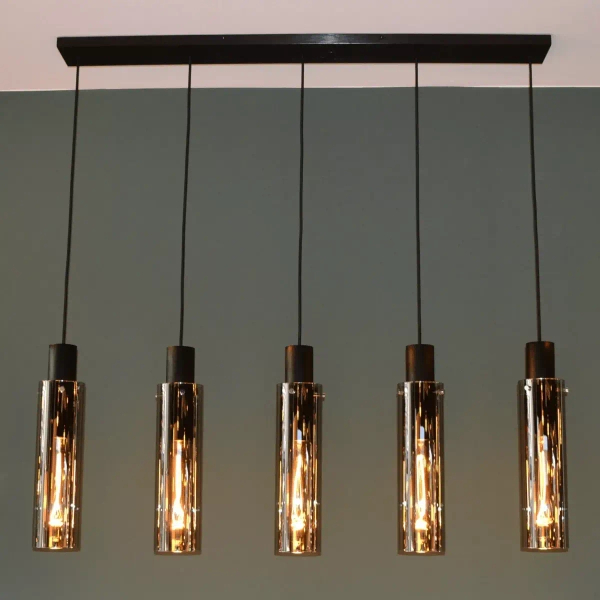 Szklana lampa wisząca ORLANDO 74404/05/65 Lucide przydymiony czarny