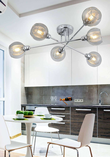 Lampa sufitowa DIXI 36-61362 szklana plafon kule siatki chrom przezroczyste