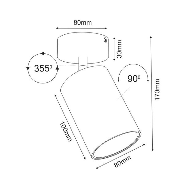 Ruchoma lampa sufitowa Point 2289 BROSline regulowana spot biała