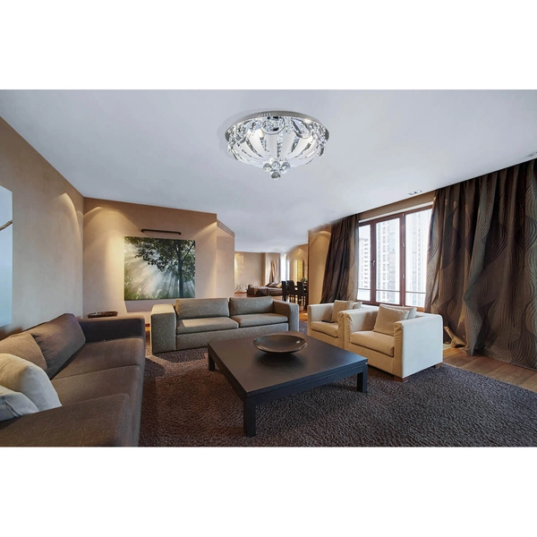 Okrągły plafon glamour DRS1066 8C crystals do jadalni chrom