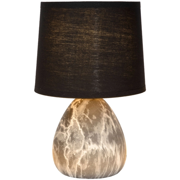 Abażurowa LAMPKA nocna MARMO 47508/81/30 Lucide stojąca LAMPA stołowa ceramiczna czarna