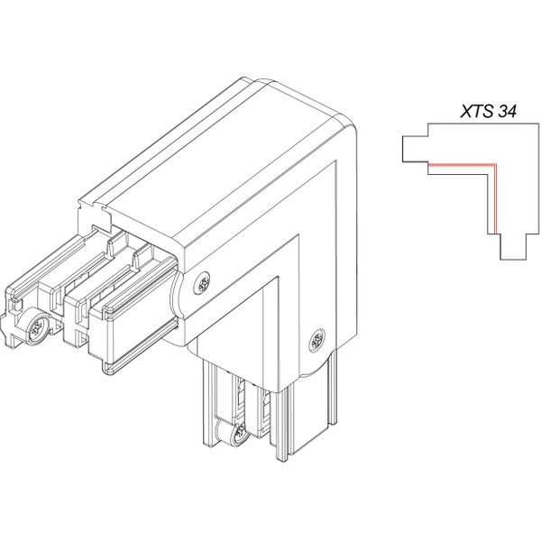 Lewy łącznik do szynoprzewodu 8118 Shilo kątowy 3-fazowy biały