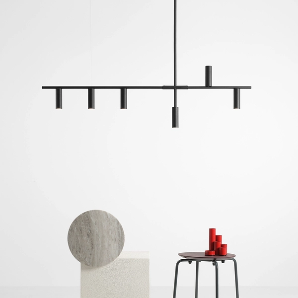 Czarna lampa wisząca Trevo 1104K1 Aldex 6-płomienny zwis do jadalni