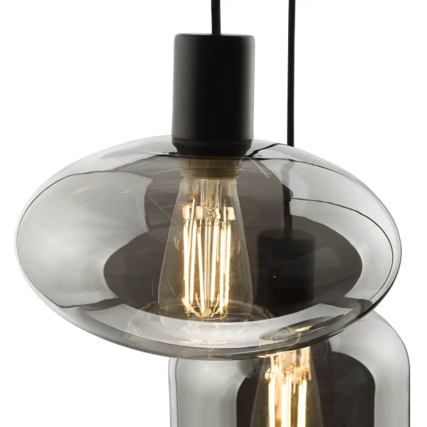 Potrójna lampa wisząca Aiden AID0310 szklane kule przydymione czarny
