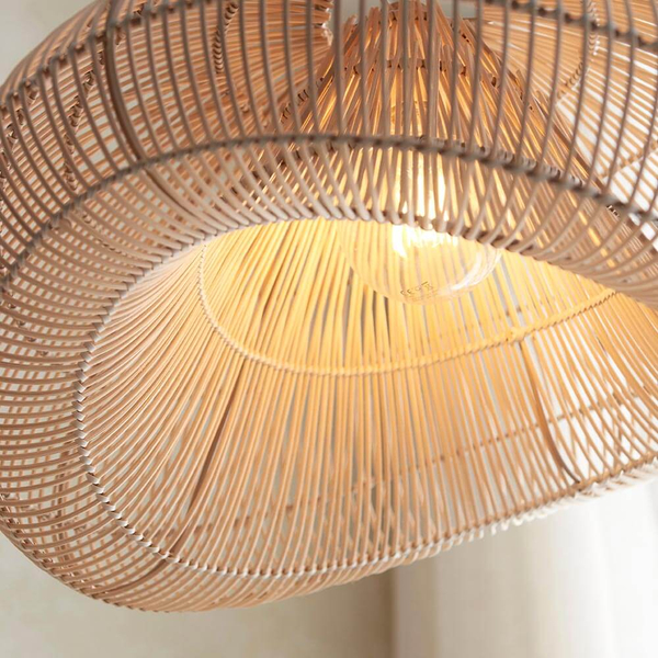 Rattanowy klosz do lampy wiszącej Misra 109203 boho japandi beżowy