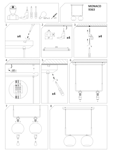 Kuchenna lampa wisząca Monaco 9363 loftowa nad wyspę balls czarna