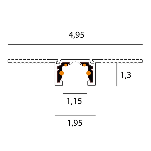 Szyna magnetyczna do systemu magnetycznego MAX NT0002 2m wpustowa czarna