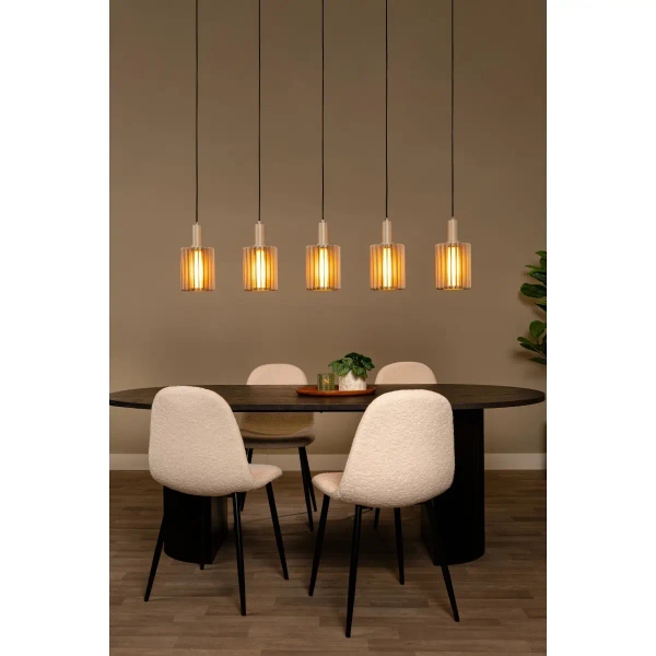 Liniowa wisząca lampa Lambres 45410/05/41 podłużna cylindry beżowa