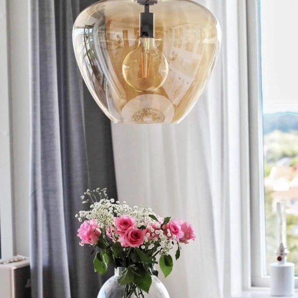 Salonowa wisząca lampa nad stół Bellissimo Grande 4200870-5503 bursztynowa