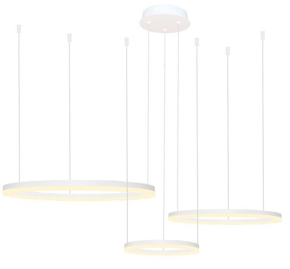 Lampa wisząca pierścieniowa Halo AZ4971 80+60+40 LED 55W z pilotem biała