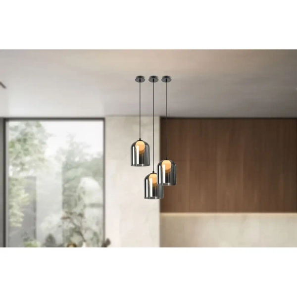 Szklana wisząca lampa Klea 31-38340 szklana na korytarz grafitowa